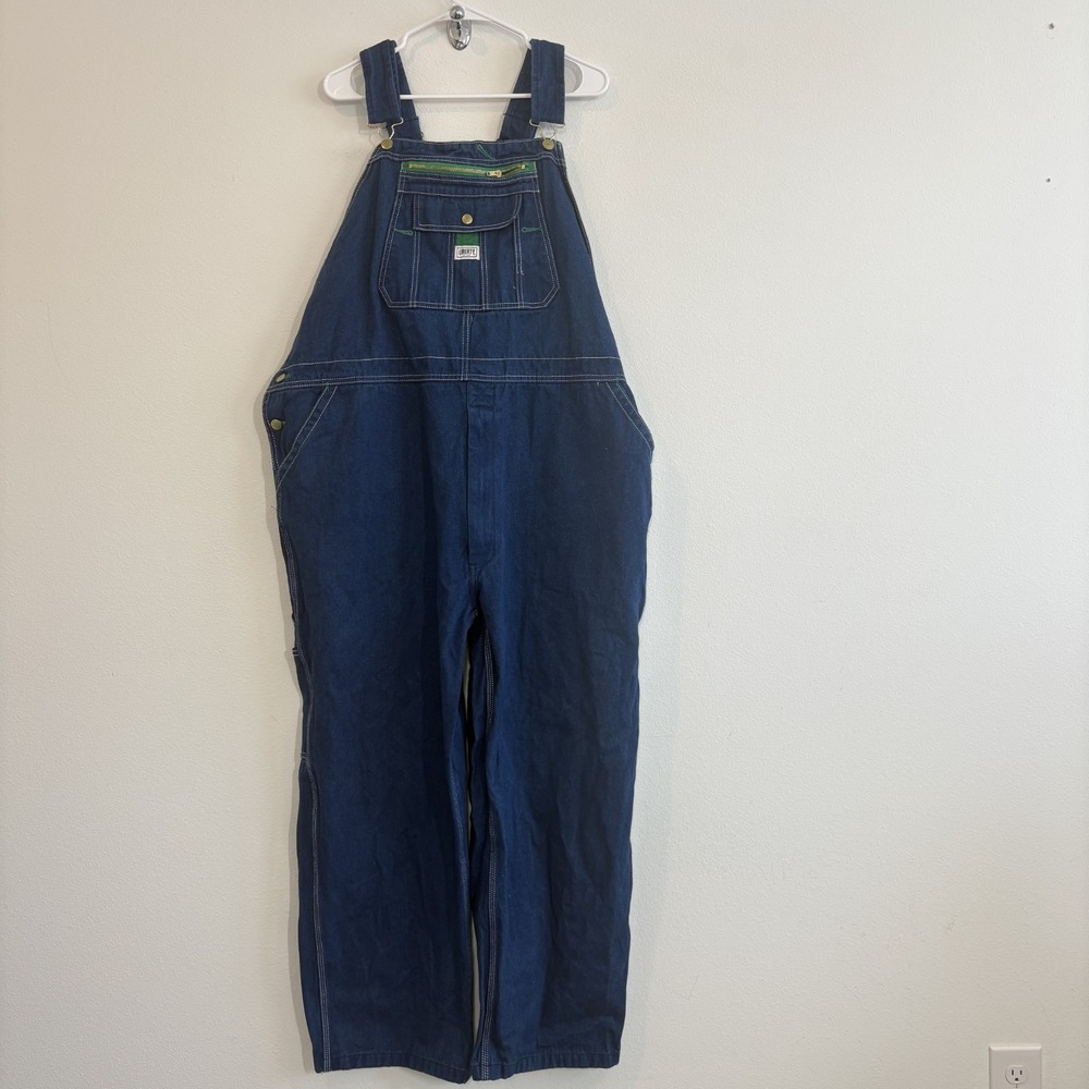 Liberty Bib Overalls Mens 48x28 Carpenter Farmer Work Blue Denim Adjustable